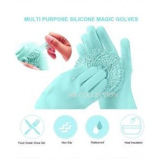 ถุงมือซิลิโคนมหัศจรรย์สารพัดประโยชน์ Magic Silicone Dishwashing Gloves