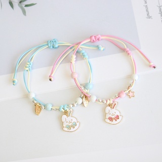 SENSES// Japanese Korean Cartoon Woven Rabbit Bracelet Couple Girlfriends Campus Students Bracelet Gift Bracelet IMFu