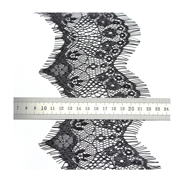 ผ้าลูกไม้ กว้าง 9.5 ซม. ยาว 3 เมตร พร้อมขอบขนตา สําหรับตกแต่งขอบชุดเดรส - รูปที่ 3