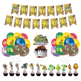 แบนเนอร์ธีมพีวีซี Plants Vs Zombies สําหรับตกแต่งปาร์ตี้วันเกิดเด็ก