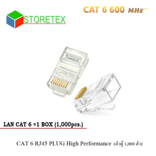 หัว LAN CAT 6 RJ45 PLUG High Performance (ตัวผู้ 1,000 ตัว)