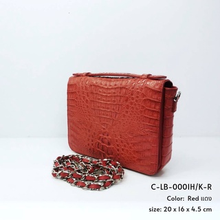 Prang Crocodile Leather Clutch / Crossbody Bag กระเป๋าสะพายข้าง คลัทช์ หนังจระเข้ C-LB-0001H/K-R