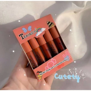 Teayason ลิปสติก ลิปกลอส เนื้อแมตต์ กํามะหยี่ เซ็กซี่ กันน้ํา 5 ชิ้น/เซต