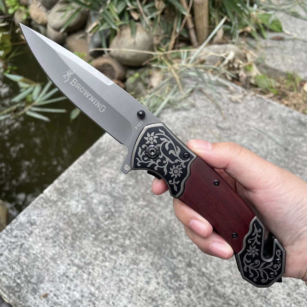 Browning มีดพับ ยาว23cm แข็งแรงทนทาน ใช้ดี คมๆ มีน้ำหนัก ด้ามมีลายสวยงาม High hardness folding knife