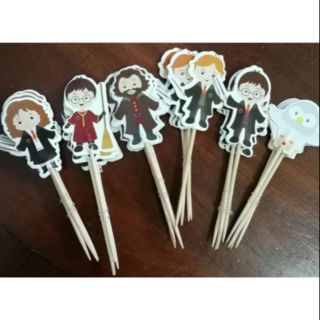 ไม้จิ้มลาย แฮร์รี่พอตเตอร์ มี 6 ลาย รวม 24 ไม้ harry potter cupcake decorations (งานจีน)