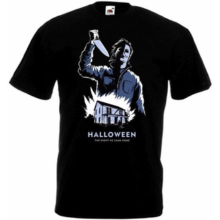 Halloween V7 เสื้อยืดโปสเตอร์หนังสีดำขนาดเต็ม S SPK7