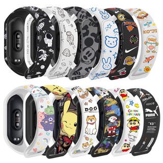 band สาย▤สายรัดข้อมือ Mi Band 4/5 รุ่น NFC รุ่นที่ 3 สายคล้องคอการ์ตูนกันน้ำสายรัดบุคลิกภาพซิลิโคนไทด์รุ่นที