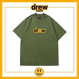 เสื้อยืดแขนสั้น ผ้าฝ้าย พิมพ์ลายตัวอักษร Drew House หน้ายิ้ม ทรงหลวม สไตล์สตรีท สําหรับคู่รักS-5XL