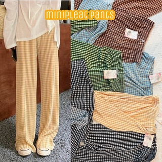 Mini Pleated Pants กางเกงพลีทเล็กผ่าข้าง ผ้าลายสก็อต ทรงกระบอก มี4สี