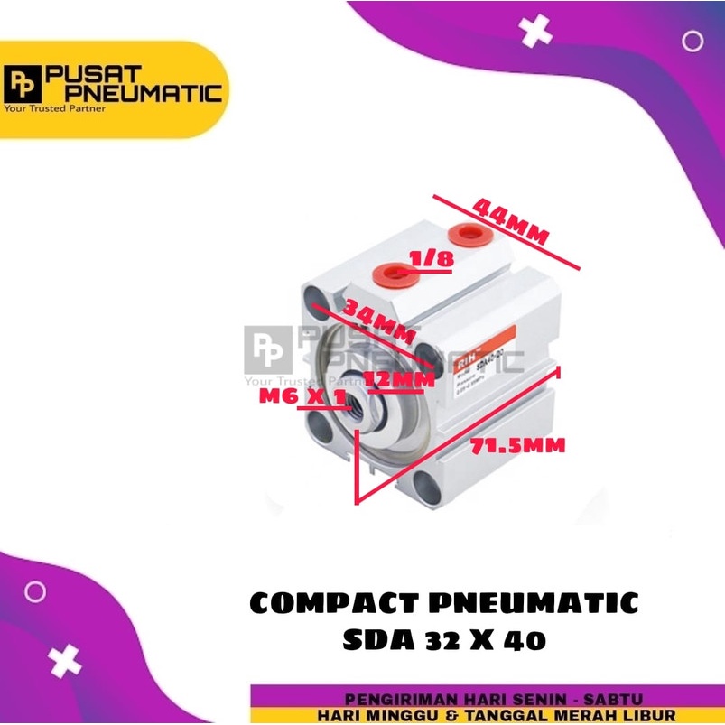 PNEUMATIC COMPACT CYLINDER sda32X40 / SDA 32 X 40