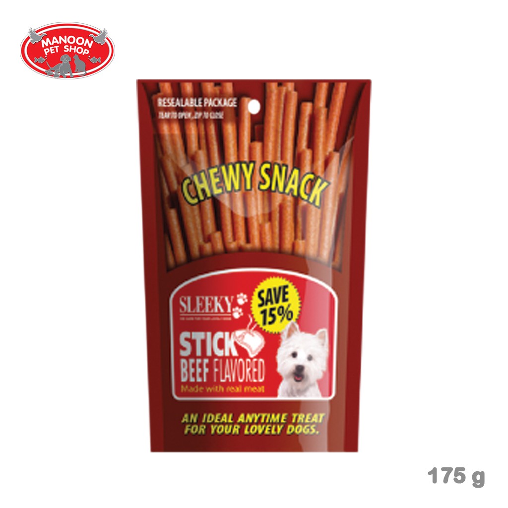 สินค้ารวมส่งฟรี ⚡ [MANOON] SLEEKY Chewy Stick Beff Flavored รสเนื้อ 175 กรัม (ชนิดแท่ง) ❤️  COD.เก็บเงินปลายทาง