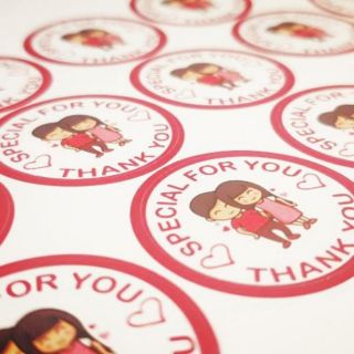 สติกเกอร์ "Thank you" 1 แผ่นมี 32 ดวง