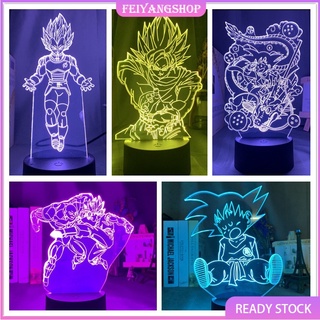 โคมไฟ Dragon Ball Vegeta Goku 3D Led เปลี่ยนสีได้ 7 สีสําหรับตกแต่งห้องนอน