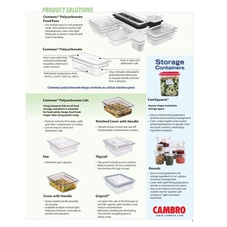 CAMBRO กล่องเก็บวัตถุดิบพลาสติกPC Food Grade ทนร้อน-เย็น ตกไม่แตก ถาดอาหาร กล่องถนอมอาหาร GN1/2 (32.5 x 26.5ซม) CAM1-2