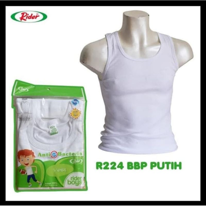 CONTENTTS 1 ชิ้น RIDER KIDS SINGLET UNDERSHIRT 224 BB WHITE SML-XL CHILDRENS SINGLET