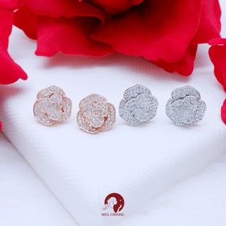 Miss Earring ต่างหูเพชรฝัง Forever Rose Earrings อะไหล่เงิน มี 2 สี เงิน /พิ้งโกลด์