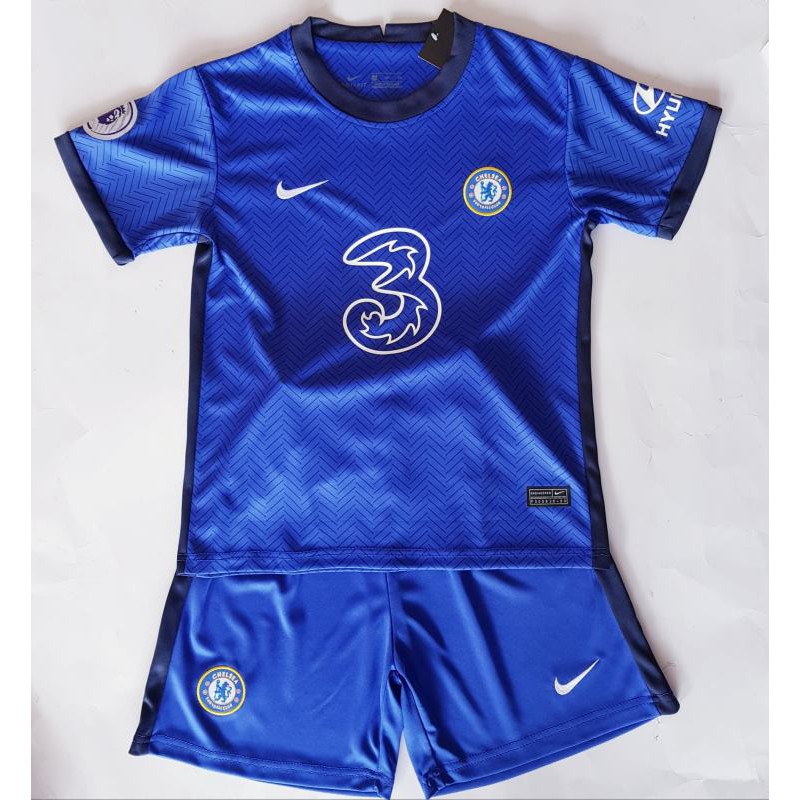 ชุดกีฬาฟุตบอลเด็ก เชลซี (Chelsea) 2020-2021 (เสื้อ+กางเกง) ถ่ายจากสินค้าตัวจริง