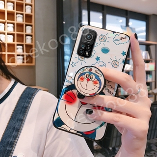 เคสโทรศัพท์ Xiaomi 10T Pro 5G Phone Case Cute Doraemon Softcase with Stand Holder Casing Blu-ray Shiny Cartoon Couple TPU Back Cover เคส for Mi 10T Pro