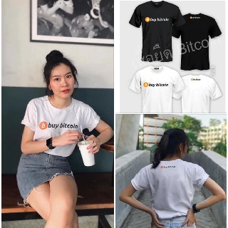 เสื้อยืดสกรีนBuy Bitcoin  หน้า/หลัง ผ้าcotton100 หนา ทน แขนสั้น คอกลม เข้ารูป มีสีดำและขาว สกรีนหน้าและหลัง