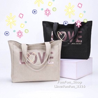 ictorias Secret Canvas Large Tote Bag กระเป๋าสะพายใบใหญ่