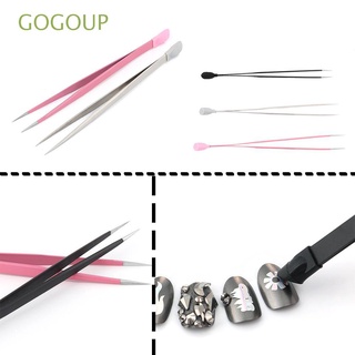 Gogoup ใหม่ แหนบสติกเกอร์ พลอยเทียม 3D แบบสองหัว ซิลิโคน แฟชั่น สําหรับติดตกแต่งเล็บ