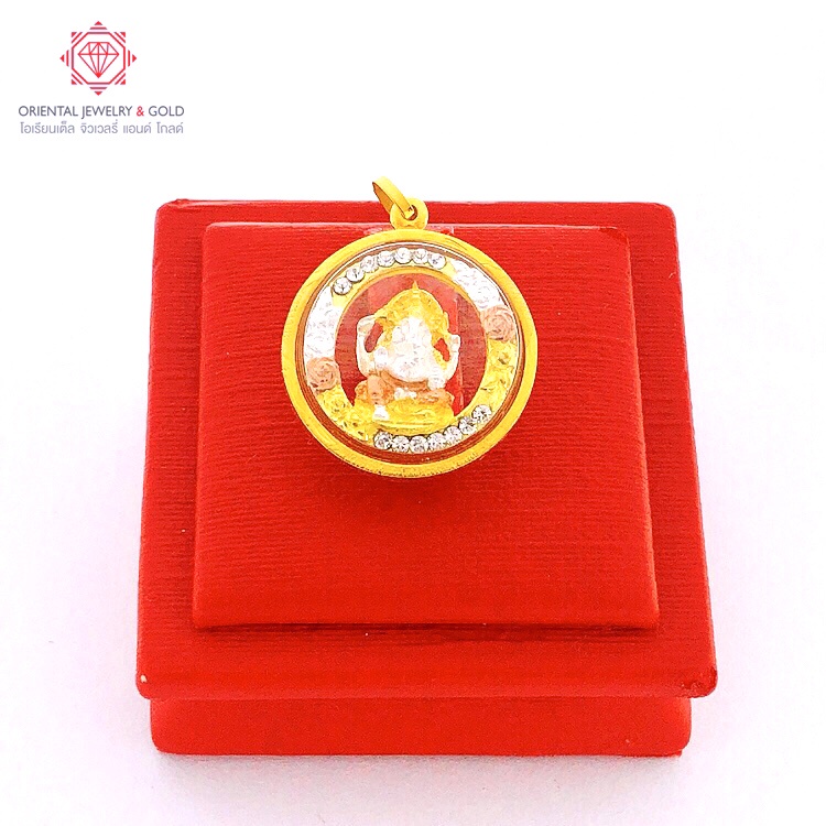 OJ GOLD พระพิฆเนศ จี้ทองแท้ 90% กันน้ำ มีใบรับประกัน  จี้ทอง จี้ทองคำแท้ จี้พระ