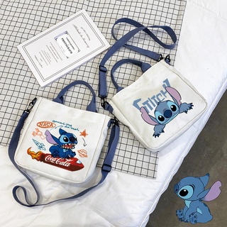 กระเป๋าสะพายไหล่ กระเป๋าช้อปปิ้ง ผ้าแคนวาส ลาย Stitch น่ารัก สําหรับนักเรียน