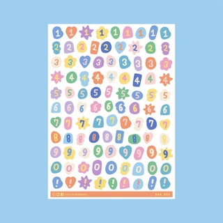 💘✨สติกเกอร์ตัวเลขไดคัท A5 ลาย Colorful Numbers with multi-shape 💘✨ (รหัส : SA5_023)