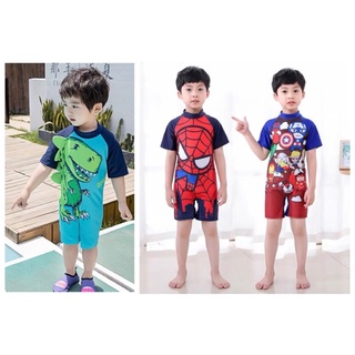 KEN008 พร้อมส่ง ชุดว่ายน้ำบอดี้สูทลาย Spiderman/Hero/Cars