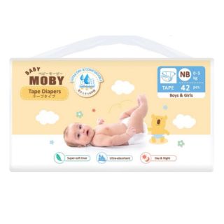 ผ้าอ้อมสำเร็จรูป แพมเพิส เบบี้โมบี้ Baby moby ไซต์ NB แบบเทป