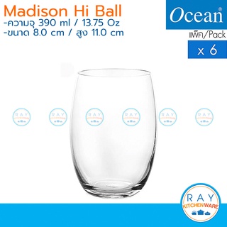 Ocean แก้วน้ำ 390 ml (6ใบ) Medison hi ball C18414 โอเชียน แก้วน้ำผลไม้ แก้วน้ำอัดลม