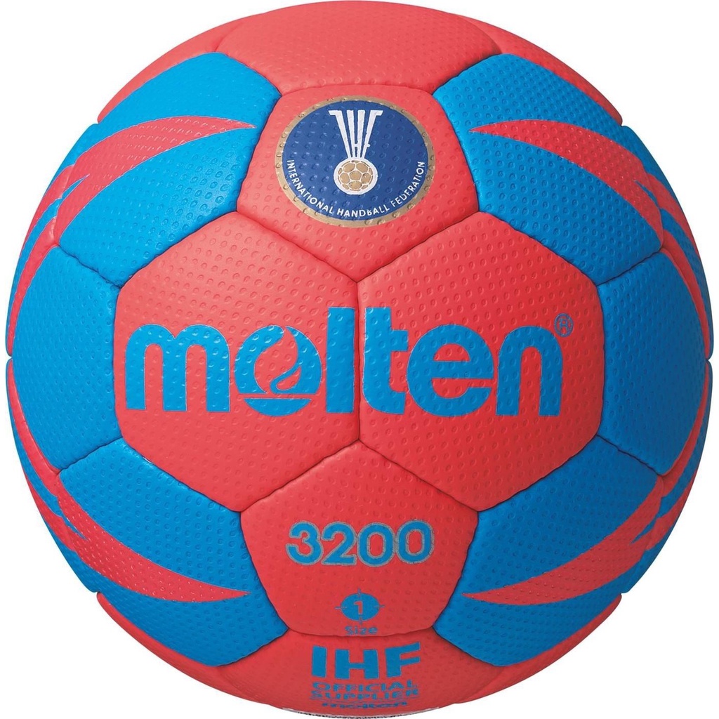 MOLTEN มอลเทน ลูกแฮนด์บอลหนังเย็บ Handball HS-PU pk H1X3200 RB (910) แถมฟรี ตาข่ายใส่ลูกฟุตบอล +เข็ม