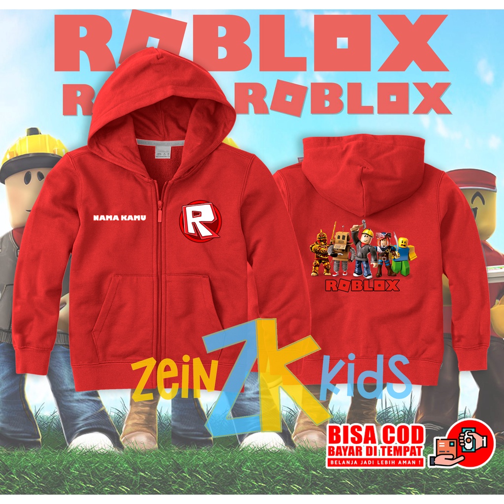 Roblox Boys Zipper Hoodie Jacket ฟรีเพิ่ม NAME