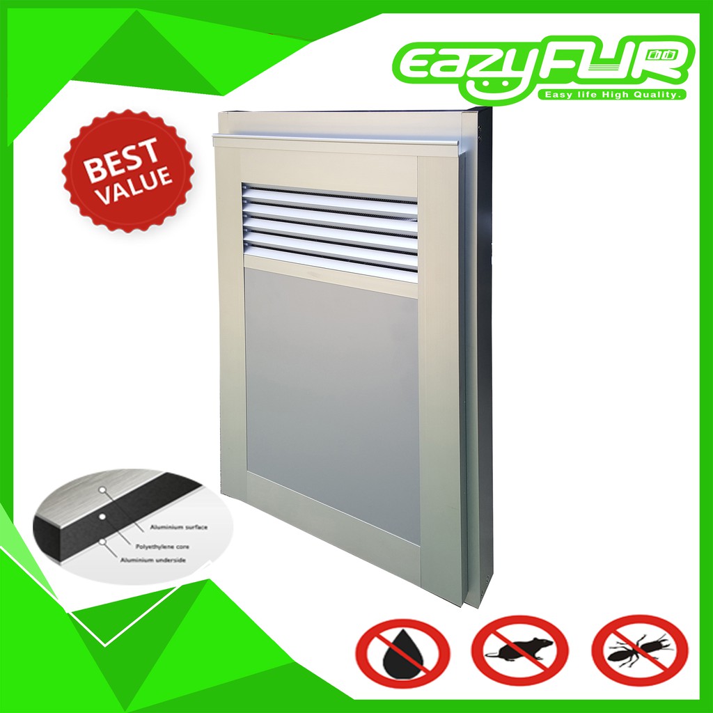 EazyFur บานซิงค์ อลูมิเนียม (เดี่ยวเปิดขวา) 60*40 ซม. รุ่น Quick (สีเงิน)