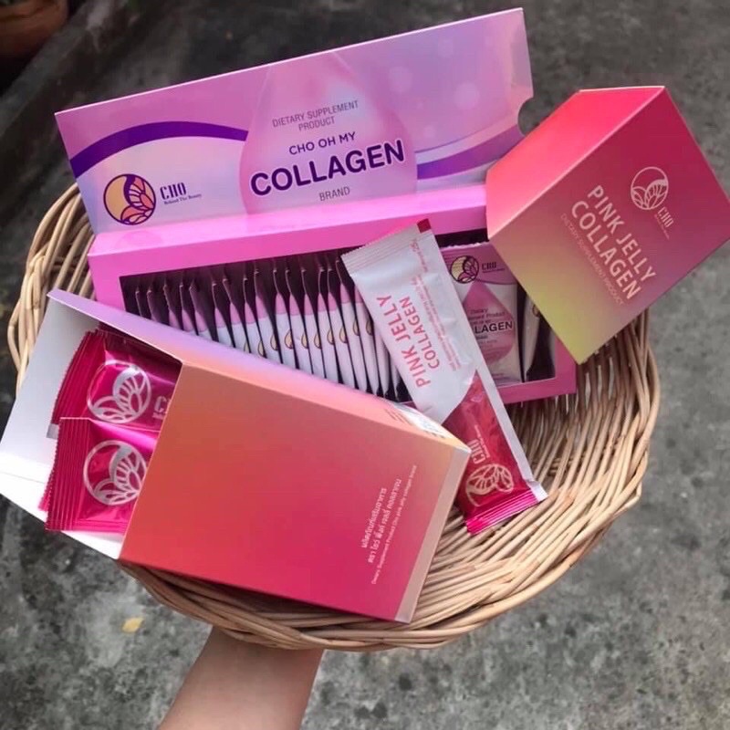 🔥พร้อมส่ง🔥เซ็ตนางฟ้า Cho oh my collagen & Cho pink jelly collagen คอลลาเจนผิวขาวกระจ่างใส