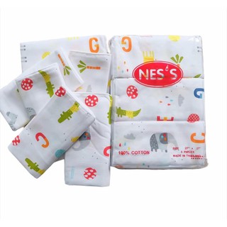 ผ้าอ้อม สาลู NESS cotton 100% ขนาด 27x27 นิ้ว ยกโหล สุดคุ้ม 12 ผืน/1ชุด