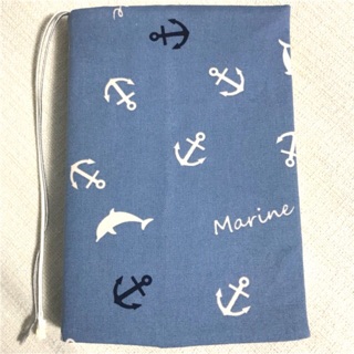 ปกผ้า ลายMarinesพื้นฟ้า เนื้อคอตต้อนลินิน ขนาด 8 นิ้ว KoyHandmade 199 บาท