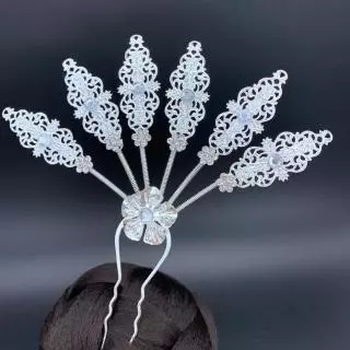 Vintage jewelry เครื่องประดับผม ชุดไทย ปิ่นปักผมออเจ้า สีเงิน หลายสไตล์ ปิ่นปักผมใบไม้