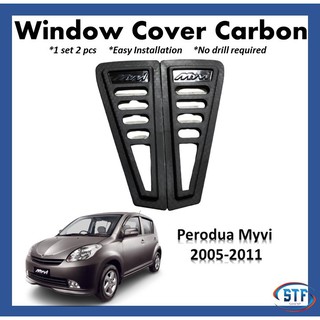 Perodua Myvi 2005-2011 ฝาครอบบานเกล็ดหน้าต่างคาร์บอน 2 ชิ้น