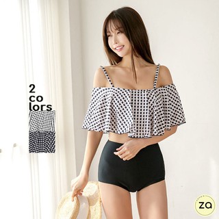 💥HOT SALE💥ชุดว่ายน้ำทูพีซลายสก็อต  2 สี
