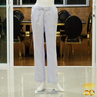 กางเกงพยาบาล สีขาว เอวยางยืด กางเกงทำงาน ผ้าวาเลนติโน่ พร้อมส่ง