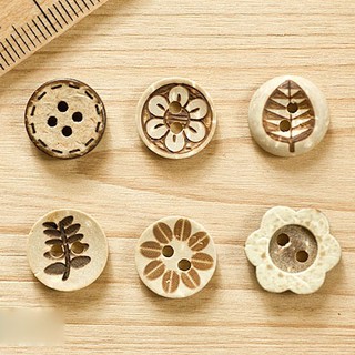 กระดุมกะลา ชุด Coconut Shell wood ขนาด 12 mm. ราคา/set รวม 6 เม็ด