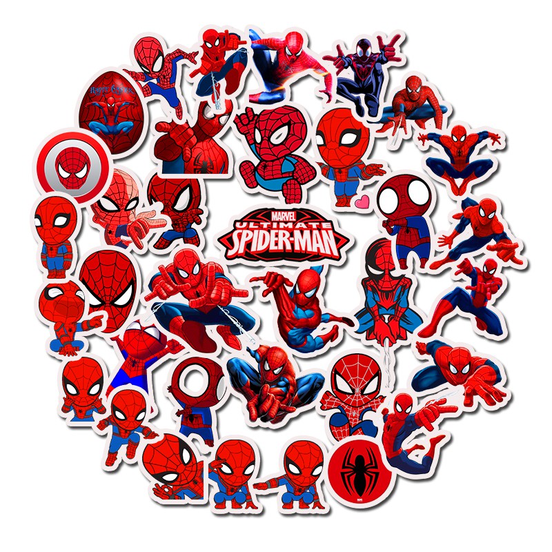 สติ๊กเกอร์การ์ตูน spider - man 50 ชิ้นสําหรับตกแต่งกระเป๋าเดินทาง