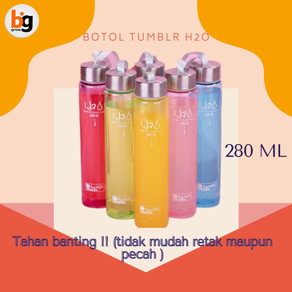 WHOLESALE BAG / BTL-06 / BOTTLE H2O CLEAR H2O DRINKING BOTTLE 280ML SCHOOL WORK DRINKING BOTTLE