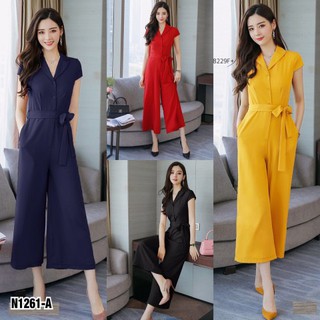 Jumpsuit จั้มสูทคอปกแขนกุด ขายาว 6 ส่วน