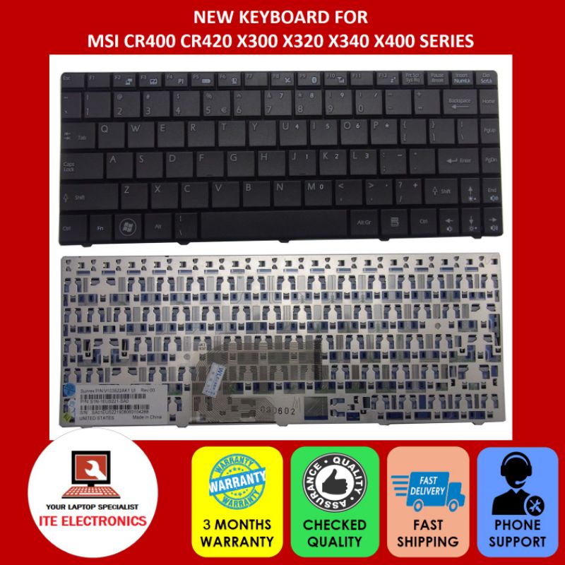 ใหม่ MSI CR400 CR420 X300 X320 X340 X400 SERIES แป้นพิมพ์ US แล็ปท็อป