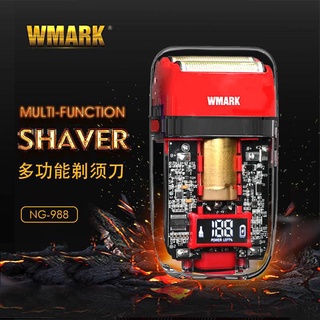 สินค้าพรี-ออเดอร์ WMARK NG-988 ตัวใสไทเทเนียมใบมีดชุบหัวลูกสูบเครื่องโกนหนวด USB เครื่องโกนหนวดไฟฟ้าสำหรับผู้ชาย