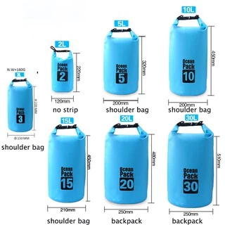 MAX 🧡 กระเป๋ากันน้ำแบบพกพาขนาด2L/3L/5L/10L/15L/20L แถมสายทุกขนาด 2L-15L แถม1สาย สะพายข้าง/20L แถมสาย2สาย สะพายเป้
