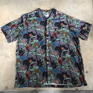 เสื้อฮาวาย vtg.Hawaiian Shirt KING SIZE MADE IN CHINA Sz.2XL 100% RAYON