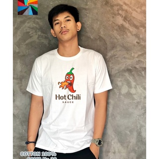 เสื้อยืดสีขาวลายน่ารักๆลายHot Chili เกรด Cotton Comb 30 พรีเมี่ยม